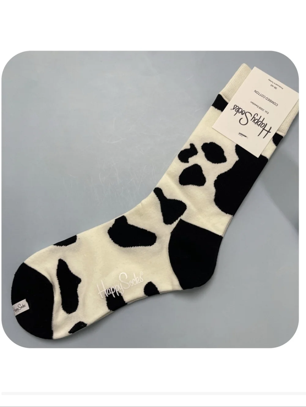 Happy Socks Cow Pattern Crew Socks
